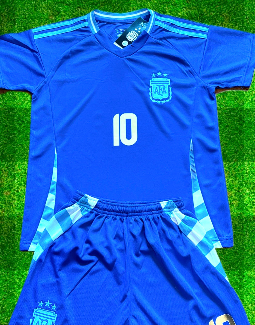 Lionel Messi Argentina 2024/25 Kids Soccer Jersey Kit Youth Toddler Sizes 3T-Y XL