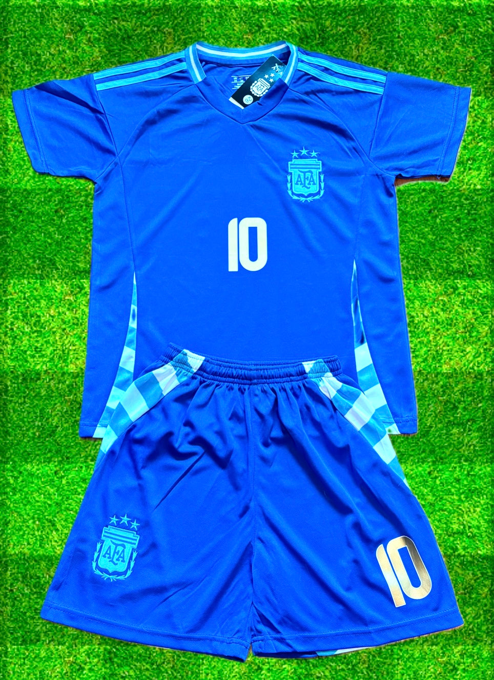 Lionel Messi Argentina 2024/25 Kids Soccer Jersey Kit Youth Toddler Sizes 3T-Y XL